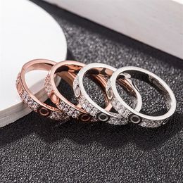 love ring womens couple Diamond screw stainless steel zircon Jewellery gifts for woman Accessories whole268l