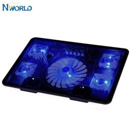 Laptop Cooling Pads 2USB 5 Fan Laptop Cooler Cooling Pad Base LED Notebook Cooler With Light Fan Slide-proof Stand For Laptop PC 10''-''14"15.6" L230923