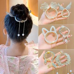 Children Meatball Rabbit Wings Hair Clasp Clip Girl's Ponytail Hairpins Tray Hair Artefact Temperament Headdress Ponytail Clasp