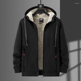 Men's Hoodies Fleece Hoodie Winter Lamb Cashmere Thick Warm Sweatshirts Casual Hooded Cardigan Fashion Bomber Jackets Zipper Coat Men