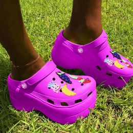 Brand Heels Woman Slippers High Thick Platform Holes Summer Beach Slipper Women Shoes Sandals Sandal