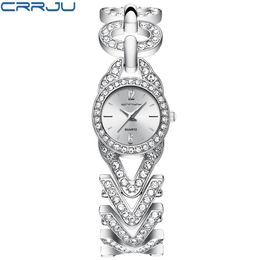cwp 2021 Women Watches CRRJU reloj mujer Classic Fashion bling Diamond Bracelets Dress WristWatch for Ladies stainless steel Clock2588
