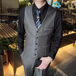 Men's Vests 2024 Dress For Men Slim Fits Mens Suit Male Waistcoat Gilet Casual Sleeveless Formal Business Chaleco Hombre