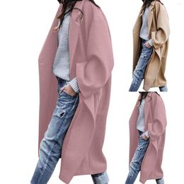 Women's Jackets Women Fashion Solid Color Outwear Winter Long Sleeve Lapel Jacket Trench Coat With S Wool