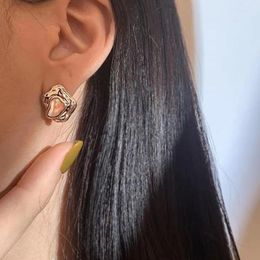 Stud Earrings Fritillary Texture Sense Trend Metal Niche Design High-grade Cold Wind Irregular Fashion Female