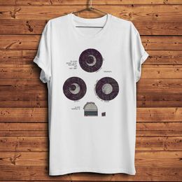 Men's T Shirts Observatory Charting The Moon Nightsky Funny Geek TShirt Men Homme Daily Casual Short Sleeve Shirt Unisex Breathable Print