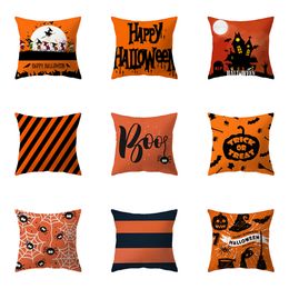 CushionDecorative Pillow Happy Halloween Horror Pumpkin Spider Print Pattern Cushion Cover Home Living Room Sofa Decoration Square 230922