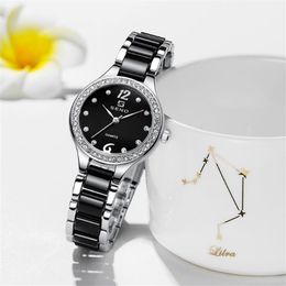 Star Diamond Ceramic Bezel Quartz Meaningful Womens Watch Comfortable Bracelet Hardlex Ladies Wrist Watches228u