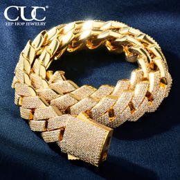 Chokers CUC Men Hip Hop Necklace 20mm 4Row Miami Cuban Chain Gold Color Iced Out Zirconia Link Fashion Rock Rapper Jewelry 230923