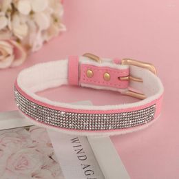 Dog Collars Winter Collar Fleece Padded Pet Rhinestone Bling Crystal Necklace For Chihuahua Small Dogs Accessories