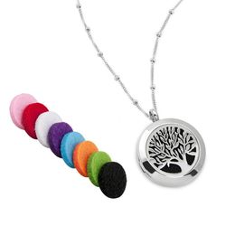 316L Surgical Grade Stainless Steel Aromatherapy Essential Oil Diffuser Necklace 22 Chain 6 Washable Pads Jewellery Bag245b