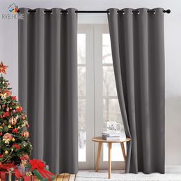 Curtain RYB HOME 2Pcs Modern Blackout Curtains for Living Room Solid Colour Bedroom Readymade Home Decoration 230923