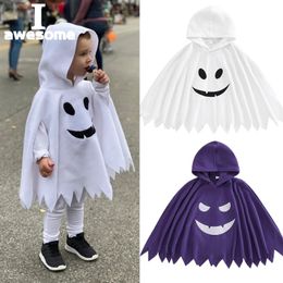 Jackets Halloween Children Boys Girls Cloak Spring Autumn Hooded Ghost Face Pattern Costumes Cosplay RolePlay Child Holiday Outfit 230922