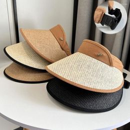 Wide Brim Hats Casual Anti UV Empty Top Shade Hat Summer Beach Sun Women Straw Cap Outdoor Visors