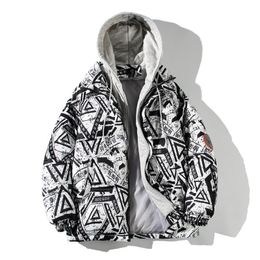 Men's Down Parkas Triangle Printed Autumn And Winter Hooded Windproof Thick Insulation Jacket Parka Brand Outdoor Clothing Casual 230922