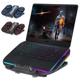 Laptop Cooling Pads 18inch Dell Gaming Laptop Cooler Six Mute Fan RGB lights Cooling Base 2USB Port Laptop Cooling Air Pad Adjustable Notebook Stand L230923