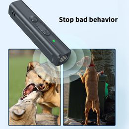 Dog Collars Leashes Ultrasonic Repeller Deterrent Anti Barking Cat Tinea Ultraviolet UV Detect Light Stop Bark Control USB Rechargeable Battery 230922