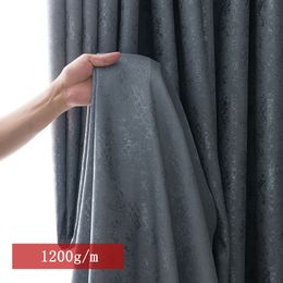 Curtain 310cm Height Simple Blackout Window Fabric Plain Dark Pattern Jacquard Bedroom Living Room Custom Curtains 230923