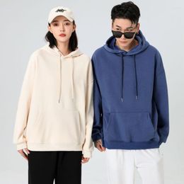 Men's Hoodies Winter Drop Shoulder Pullover For Men And Women Streetwear Cotton Thick Fleece 16OZ Custom Logo Hooded Sweatshirts