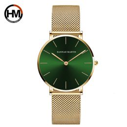 Womens Watches 36mm Green Face Gold Dial Japan Quartz Movement Ladies Wristwatches Stainless Steel Mesh Ultra thin Waterproof Women 230922