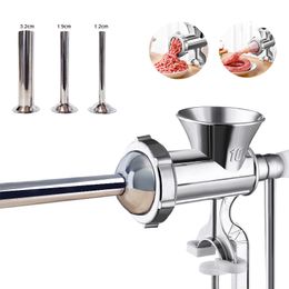 Meat Poultry Tools Aluminium Grinder 10 Stuffers Manual Sausage Stuffer With Tubes Tool Mincer For Home Kitchen Accessories 230922