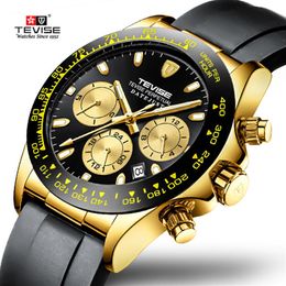 Mens Fashion Brand TEVISE Watch Automatic Mechanical Watch Male Silicone Multifunction Sport Clock Relogio Masculino2814