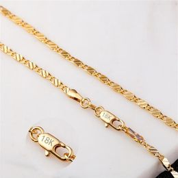 2mm Flat Chains Fashion Luxury Women Jewelry 18K Gold Plated Necklace Chain Mens 925 Silver Plated Chains Necklaces Gifts DIY Acce243F