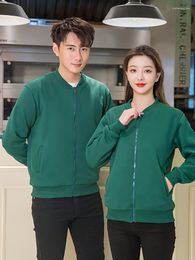 Men's Hoodies Forest Knitted Polar Fleece Jacket Grocery Supermarket Employee's Clothes Custom Printed Or Embroidery Logo Small Order