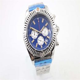 Special Edition Chronometre Quartz Men's Wristwatch Three Zone 48mm Full Stainless Steel Belt Black Face Male Moon Watch Relo306K