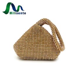 Evening Bags Milisente Mini Women Fashion Rhinestone Party Handbags Wedding Day Clutches Small Purse Gold Silver310O