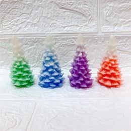 Decorative Figurines 1PC 75mm Crystal Crafts Luminous Stone Colorful Christmas Tree Cute Plant Carvings Day Ornament For Home Decoration