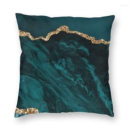 Pillow Teal And Gold Agate Texture Cover Double-sided Printing Geometric Patterns Throw Case For Living Room Pillowcase