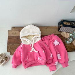 Clothing Sets Winter born Baby Girls Suits cotton Korean Fashion Cute Soft Thickened Longsleeved Casual Hooded Elastic Waist 230922