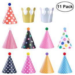 Party Hats 11 Pieces Happy Birthday Party Hats Polka Dot DIY Cute Handmade Cap Crown Shower Baby Decoration Boy Girl Gifts Supplie 230923