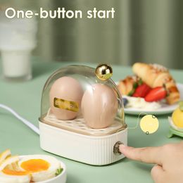Egg Tools 120W 220V Electric Boiler Poacher Automatic Power Off Mini Breakfast Machine Cookers 2 Eggs Portable Food Steamer 230922