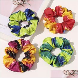 Hair Accessories 22 Colours Veet Scrunchies Tie-Dye Elastic Hairbands Scrunchy Ties Ropes Girl Ponytail Holder Pleuche Headwear M2656 D Dhkyd