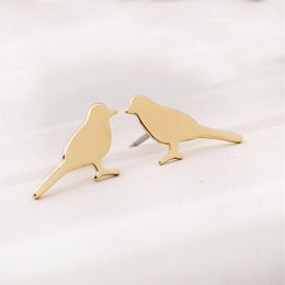 Everfast 10Pair Lot New Glossy Surface Cute Little Bird Sparrow Earring Silver Gold Rose Gold Colour Copper Material For Kids Fashi244Y