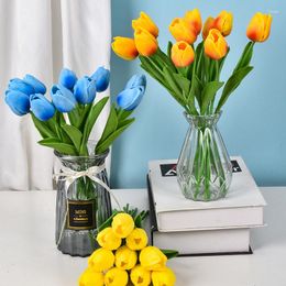 Decorative Flowers 10PC Tulip Flower Real Touch Artificial Tulips Bouquet PE Fake For Wedding Decoration Home Garden