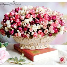 Dried Flowers Autumn 15 HeadsBouquet Small Bud Roses Bract Silk Artificial Flower DIY Wedding Home Christmas Decor Floral Gifts Po Props 230923