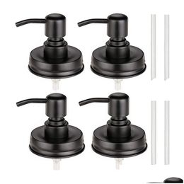 Liquid Soap Dispenser 4-Pack Mason Jar Lid Painted Black Rust Proof Lotion For Regar Mouth Jar1 Drop Delivery Home Garden Bath Bathr Otnni