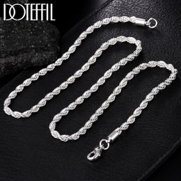 925 Sterling Silver ed Rope Chain Necklace 16 18 20 22 24 Inch 4mm For Women Man Fashion Wedding Charm Jewelry211M