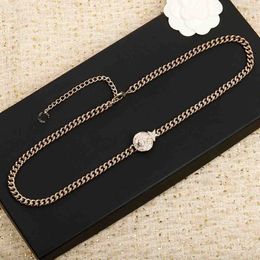 2023 Luxury quality waist belt with PEDNAT LONG NECKLACE shape design in 18k gold plated have stamp box PS4531A