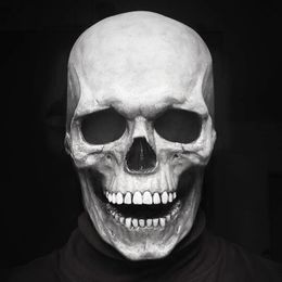 Party Masks Halloween Mask Movable Jaw Full Head Skull Decoration Horror Scary Cosplay Decor Helmet 230923