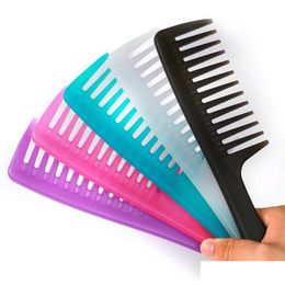 Hair Brushes Hair Brushes Antistatic Large Wide Tooth Comb Hairdressing Women Hanging Hole Handle Grip Curly Hairbrush Beauty Combs252 Dh8Hr
