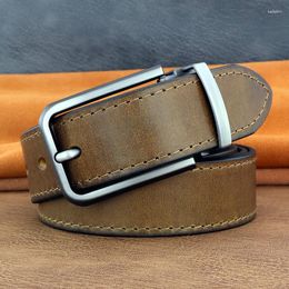 Belts Pin Buckle Designer Men High Quality Fashion Genuine Leather Fancy Vintage Jeans Ceinture Homme Khaki