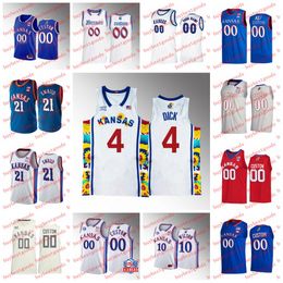 Camisa de basquete Parker Braun Hunter Dickinson personalizada Kansas Jayhawks Dillon Wilhite Michael Jankovich Zach Clemence K.J. Adams Jr. Jersey