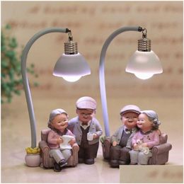 Decorative Objects Figurines Grandparents Model Ornament Creative Sweety Lovers Couple Ornaments Modern Home Decoration Living Room Dhau0