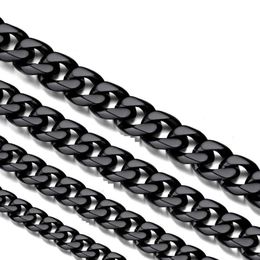 Chains Stainless Steel Miami Cuban Link Necklaces Black For Men Women Basic Punk Jewellery Choker 3MM 5MM 7MM 13MM219K