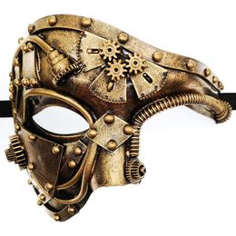 Party Masks Punk Style Venetian Mask Helmet Mechanical Men Steampunk Phantom Of The Opera Halloween Cosplay Costume Face 230923