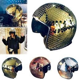 Other Event Party Supplies Mirror Glitter Ball Helmets Hat Classic Disco Ball Helmet for Club Bar Party Full Glass Reflective Motorcycle Helmets for Cowboy 230923